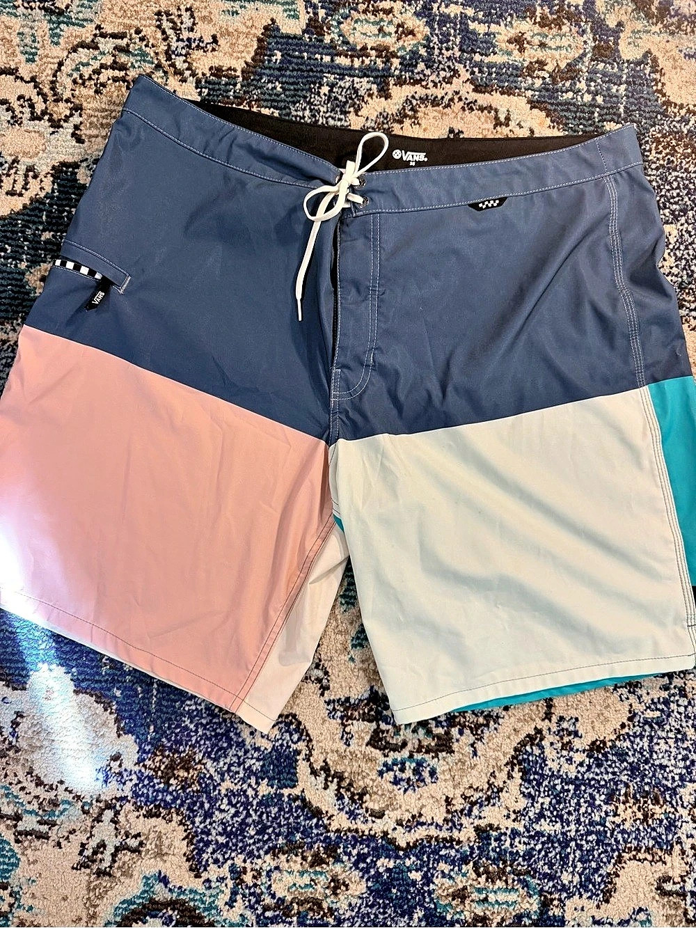 Vans Color Block Board Shorts Blue & Pink Waist 38